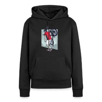 Vélo Vélo Vélo - Sweat à capuche Premium bio Femme - noir - Devant - Julia (174cm)