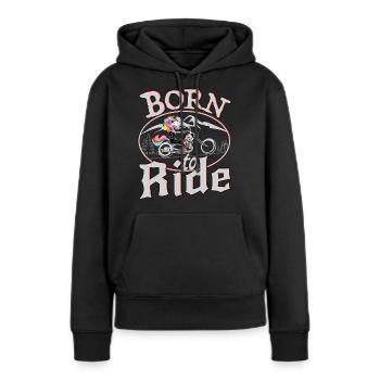 Hélicoptère licorne moto - Sweat à capuche Premium bio Femme - noir - Devant - Julia (174cm)