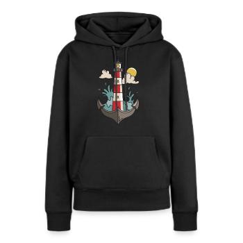 Bateau bateau - Sweat à capuche Premium bio Femme - noir - Devant - Julia (174cm)