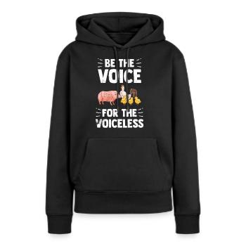Vegan Tshirt Tierrechte Veggie Sprüche Bio Animal - Frauen Premium Bio Hoodie - Schwarz - Vorne - Julia (174cm)