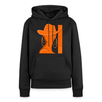 Orange Mode - Frauen Premium Bio Hoodie - Schwarz - Vorne - Julia (174cm)