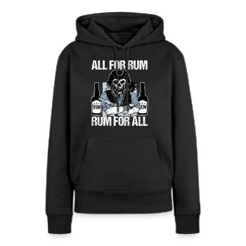 Rhum Pavillon pirate - Sweat à capuche Premium bio Femme - noir - Devant - Julia (174cm)