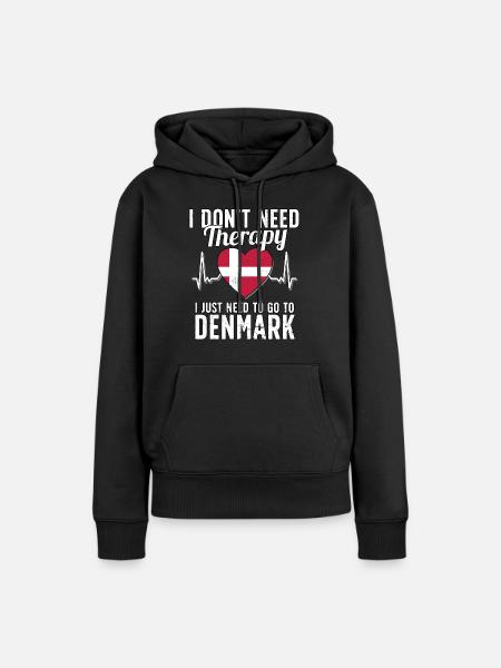 Denmark flag I Danish Souvenirs - Dame Premium hoodie, økologisk bomuld - sort