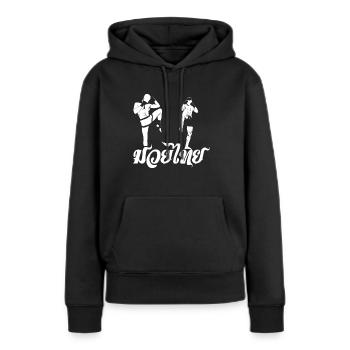 La compétition Muay Thai - Sweat à capuche Premium bio Femme - noir - Devant - Julia (174cm)