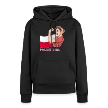 Polish girl Poland | Poland flag | I Love Poland - Sweat à capuche Premium bio Femme - noir - Devant - Julia (174cm)