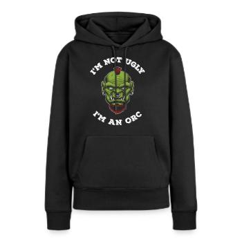 Pas laid Je suis Orc - Sweat à capuche Premium bio Femme - noir - Devant - Julia (174cm)