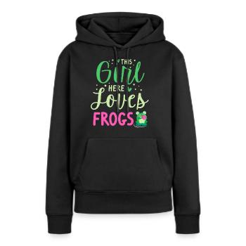 Grenouille Tshirt crapaud têtard - Sweat à capuche Premium bio Femme - noir - Devant - Julia (174cm)