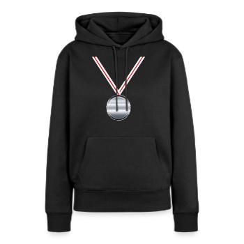 Silbermedaille Sieger Sportwettkampf Zweiter Platz - Frauen Premium Bio Hoodie - Schwarz - Vorne - Julia (174cm)