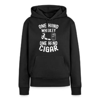 Whiskey - Sweat à capuche Premium bio Femme - noir - Devant - Julia (174cm)