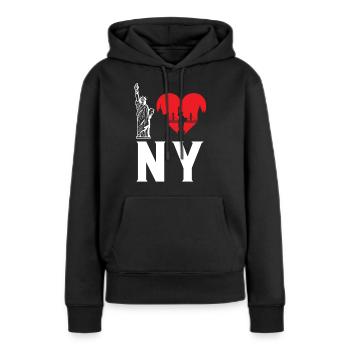 I Love NY New York - Frauen Premium Bio Hoodie - Schwarz - Vorne - Julia (174cm)