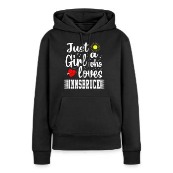 Juste une fille qui loves Innsbruck - Sweat à capuche Premium bio Femme - noir - Devant - Julia (174cm)