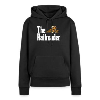 Chemins de fer - Sweat à capuche Premium bio Femme - noir - Devant - Julia (174cm)
