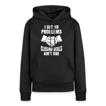Immobilier Tshirt agent immobilier agent immobilier - Sweat à capuche Premium bio Femme - noir - Devant - Julia (174cm)
