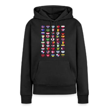 Drapeaux nationaux Drapeaux nationaux Forme du cœur - Sweat à capuche Premium bio Femme - noir - Devant - Julia (174cm)