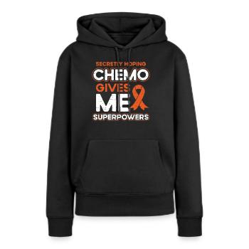 Espérant secrètement que la chimio me donne des super-pouvoirs - Sweat à capuche Premium bio Femme - noir - Devant - Julia (174cm)