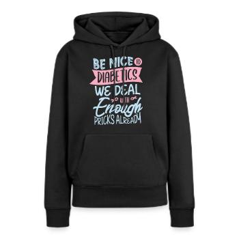 Sensibilisation au diabète pour un diabétique - Sweat à capuche Premium bio Femme - noir - Devant - Julia (174cm)