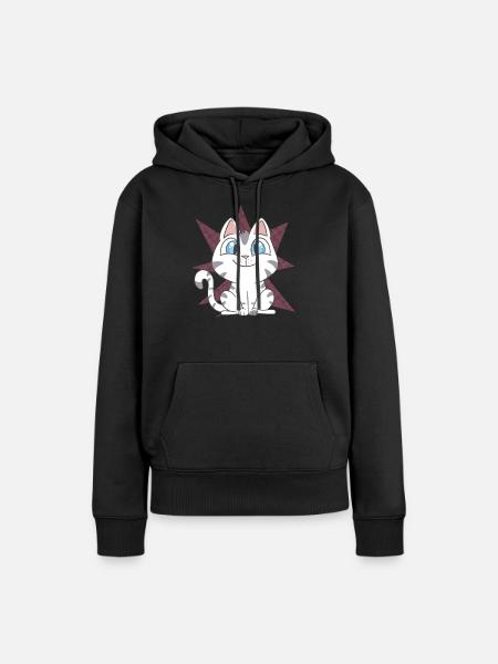 Cute Cat - Frauen Premium Bio Hoodie - Schwarz