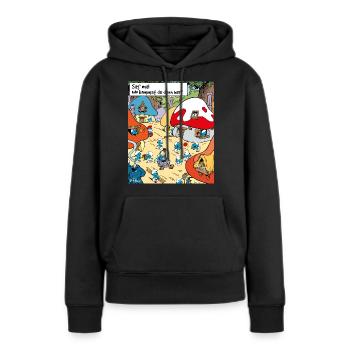 Die Schlümpfe Schlumpfdorf Schlumpfhausen - Frauen Premium Bio Hoodie - Schwarz - Vorne - Julia (174cm)