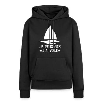 Je Peux Pas J'ai Voile - Sweat à capuche Premium bio Femme - noir - Devant - Julia (174cm)