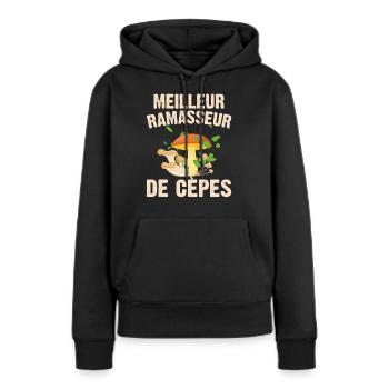Meilleur Ramasseur De Cèpes Champignon Cadeau Cèpe - Sweat à capuche Premium bio Femme - noir - Devant - Julia (174cm)