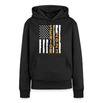 Senior 2023 - Sweat à capuche Premium bio Femme - noir - Devant - Julia (174cm)