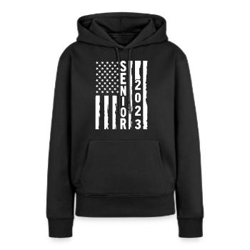Senior 2023 - Sweat à capuche Premium bio Femme - noir - Devant - Julia (174cm)