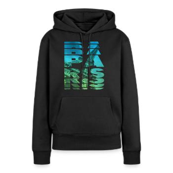 Paris France Ville Skyline Accueil Amour - Sweat à capuche Premium bio Femme - noir - Devant - Julia (174cm)