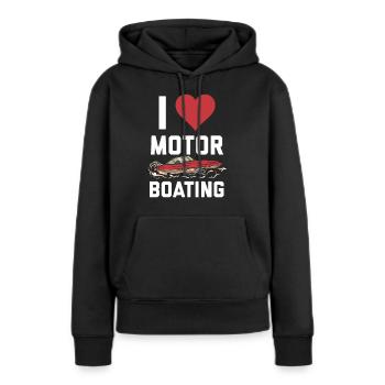 I Love Motor Bootfahren Lustig Bootfahren - Frauen Premium Bio Hoodie - Schwarz - Vorne - Julia (174cm)