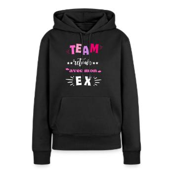 Team Retour avec Mon Ex - Sweat à capuche Premium bio Femme - noir - Devant - Julia (174cm)