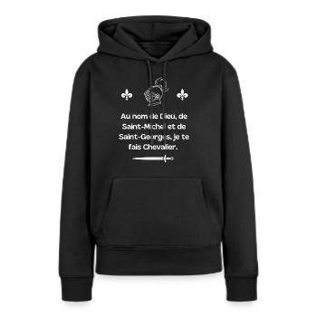 Serment de Chevalier - Sweat à capuche Premium bio Femme - noir - Devant - Julia (174cm)
