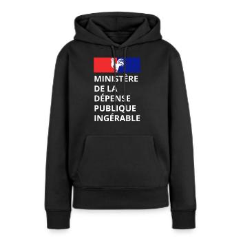 Ministère de la dépense publique ingérable - Sweat à capuche Premium bio Femme - noir - Devant - Julia (174cm)