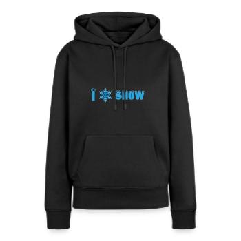 J’adore la neige - Sweat à capuche Premium bio Femme - noir - Devant - Julia (174cm)