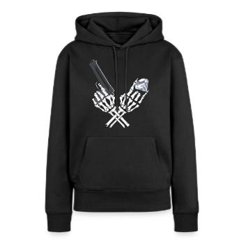 Squelette de gangster - Sweat à capuche Premium bio Femme - noir - Devant - Julia (174cm)