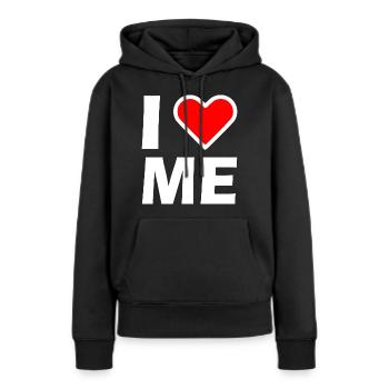 I love me - Frauen Premium Bio Hoodie - Schwarz - Vorne - Julia (174cm)