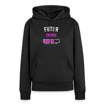 futur chtimi - Sweat à capuche Premium bio Femme - noir - Devant - Julia (174cm)