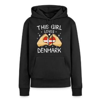 Denmark flag Scandinavia Danish flag heart - Women’s Premium Organic Hoodie - black - Front - Julia (174cm)