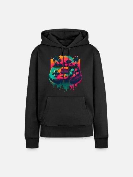 Retro Konsole - Frauen Premium Bio Hoodie - Schwarz