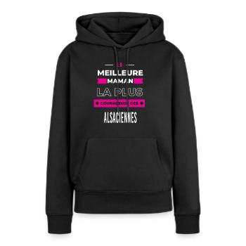 Le meilleur maman plus courageuse des Alsaciennes - Sweat à capuche Premium bio Femme - noir - Devant - Julia (174cm)