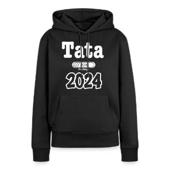 Annonce Grossesse Tata 2024 Tata 2024 En Cours - Sweat à capuche Premium bio Femme - noir - Devant - Julia (174cm)