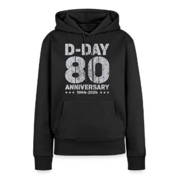D-Day - Sweat à capuche Premium bio Femme - noir - Devant - Julia (174cm)