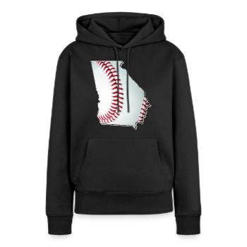 Géorgie (États-Unis) | Vrai baseball | Carte - Sweat à capuche Premium bio Femme - noir - Devant - Julia (174cm)