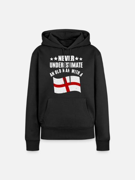 Alter Mann Mit Englischer Flagge - Frauen Premium Bio Hoodie - Schwarz