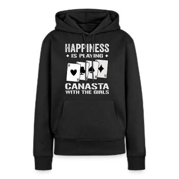 Glück beim Spielen von Canasta mit den Mädchen | Canasta - Frauen Premium Bio Hoodie - Schwarz - Vorne - Julia (174cm)
