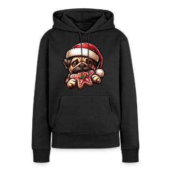 Mops - Frauen Premium Bio Hoodie - Schwarz - Vorne - Julia (174cm)