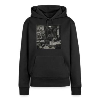 Fan de Crime Animale Échec Raton Laveur Noir Rétro Noir - Sweat à capuche Premium bio Femme - noir - Devant - Julia (174cm)