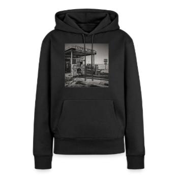 Route Station-service Lieux Oubliés Crimes anciens avec des animaux - Sweat à capuche Premium bio Femme - noir - Devant - Julia (174cm)
