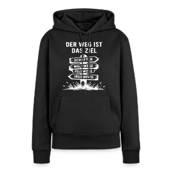 Weg Ist Ziel Signpost Abenteuer - Frauen Premium Bio Hoodie - Schwarz - Vorne - Julia (174cm)