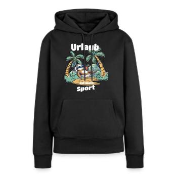 Urlaub ist mein Sport Faultier T-Shirt Sommer - Frauen Premium Bio Hoodie - Schwarz - Vorne - Julia (174cm)