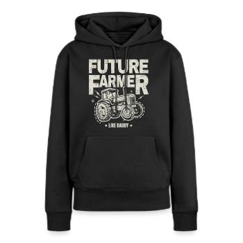 Zukünftiger Farmer Baby Tractor Vintage Dad - Frauen Premium Bio Hoodie - Schwarz - Vorne - Julia (174cm)