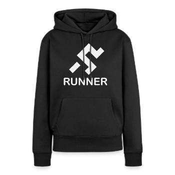 Coureur - Sweat à capuche Premium bio Femme - noir - Devant - Julia (174cm)